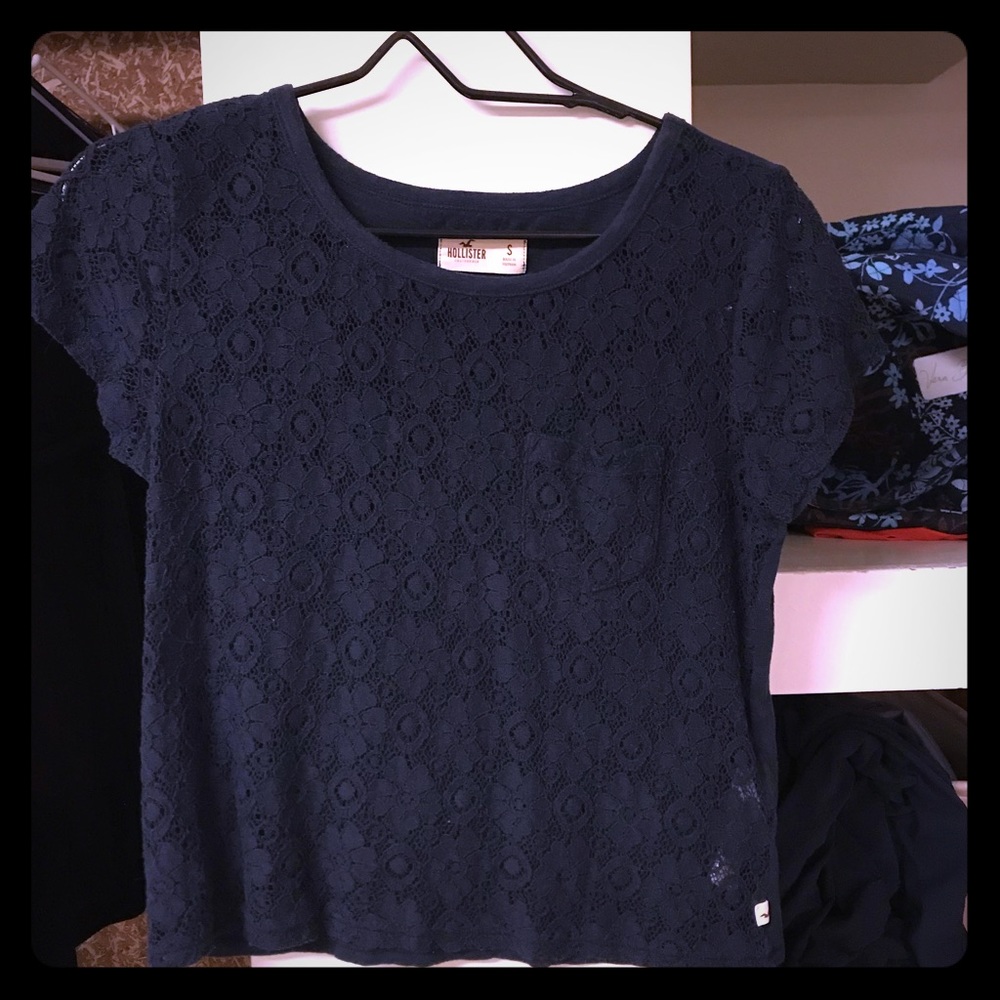 Short sleeve navy blue Hollister